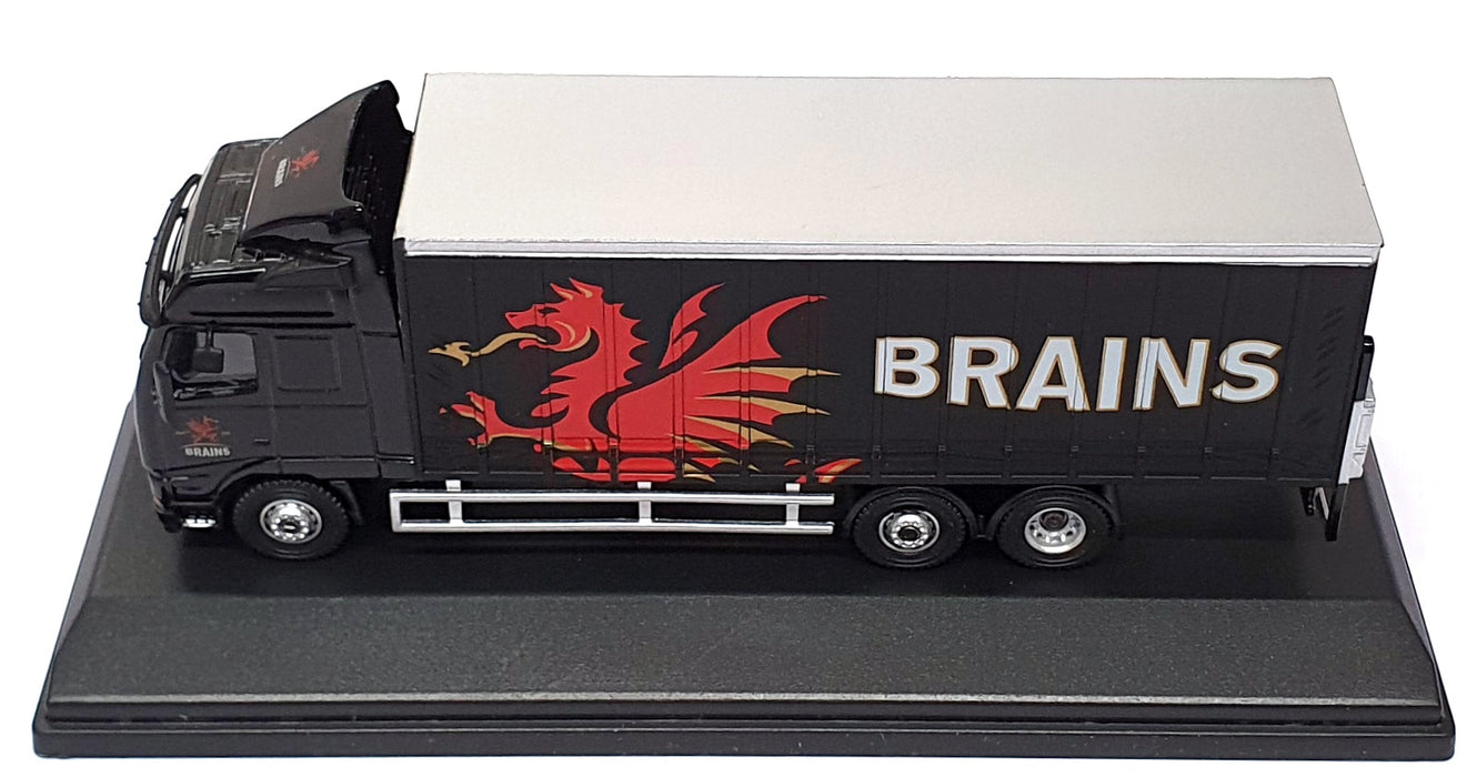 Oxford Diecast 1/76 Scale SP113 - Volvo FH Curtainside Truck Brains - Black 