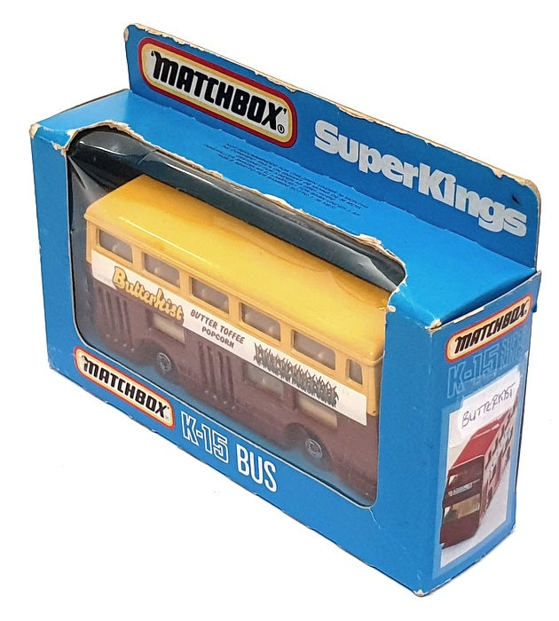 Matchbox 12cm Long Diecast K-15 - Daimler Bus Butterkist - Yellow/Brown