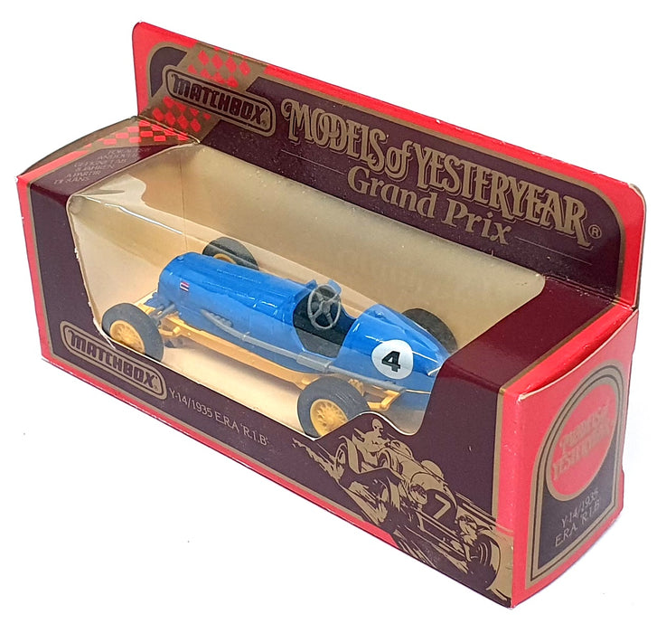 Matchbox Appx 10cm Long Diecast Y-14 - 1935 E.R.A R.1.B GP Race Car Blue/Yellow