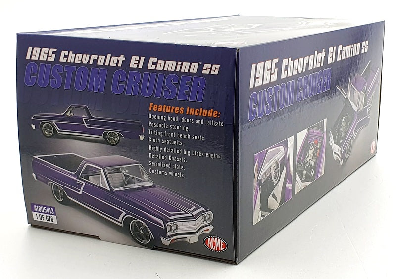 Acme 1/18 Scale A1805413 1965 Chevrolet El Camino Pick-Up Custom Cruiser Purple