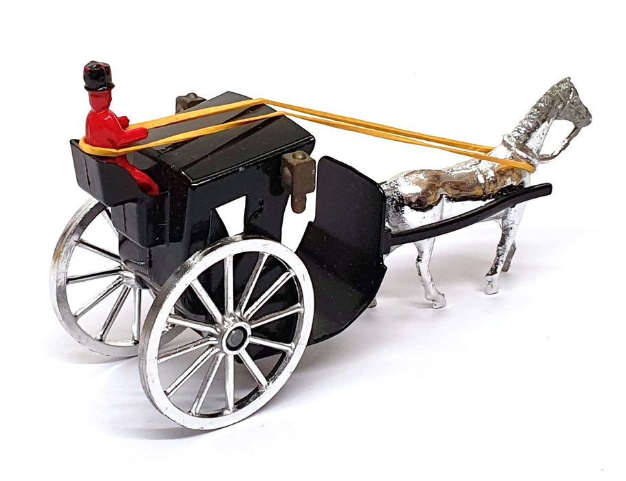 Budgie Appx 12cm Long Diecast 100 - Horse Drawn Hansom Cab - Silver/Black