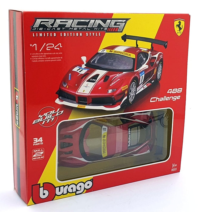 Burago 1/24 Scale Metal Kit 18-26582 Ferrari 488 Challenge (Formula Racing 2017)