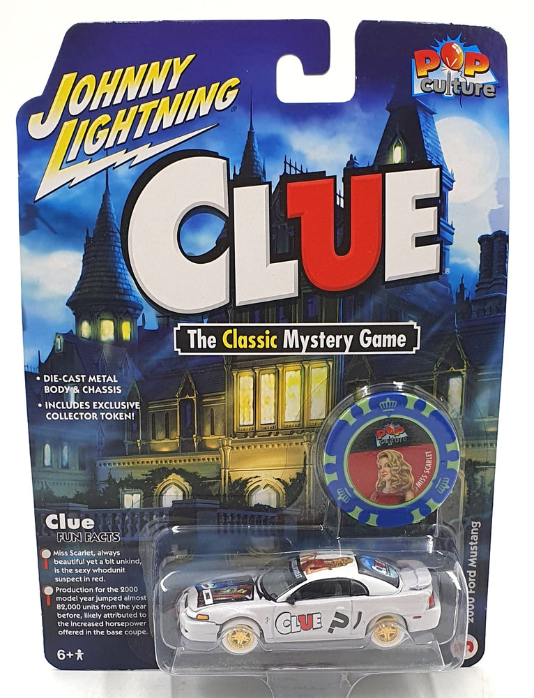 Johnny Lightning 1/64 Scale JLPC006 - 2000 Ford Mustang Miss Scarlet Silver Clue