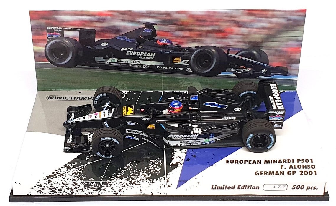 Minichamps 1/43 Scale 413 011221 F1 European Minardi PS01 German GP 2001 Alonso