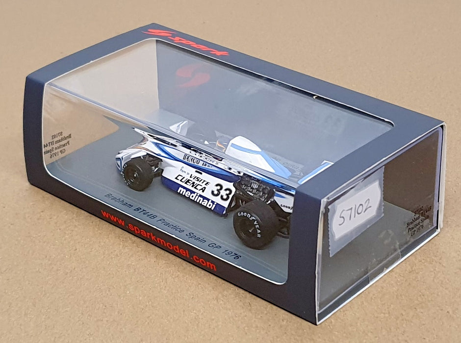 Spark 1/43 Scale S7102 - F1 Brabham BT44B #33 Practice Spain GP 1976 De Villota