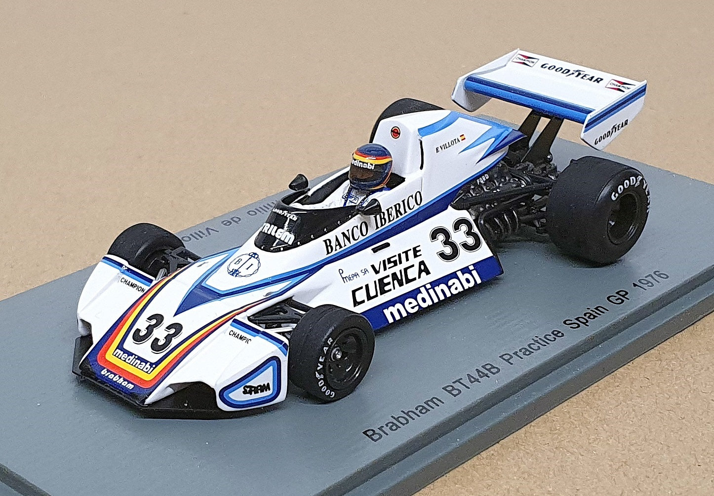 Spark 1/43 Scale S7102 - F1 Brabham BT44B #33 Practice Spain GP 1976 De Villota