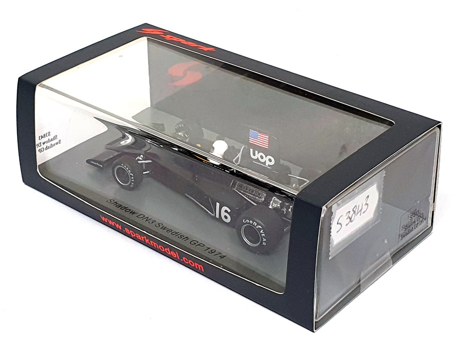 Spark 1/43 Scale S3843 - F1 Shadow DN3 #16 Practice Sweden GP 1974 B. Roos