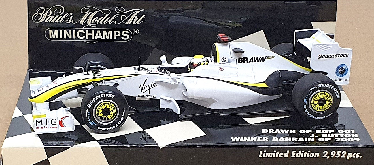 Minichamps 1/43 Scale 400 090322 F1 Brawn GP BGP 001 1st Bahrain GP '09 Button
