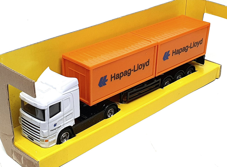 Corgi 1/64 Scale TY86620 - Scania Skeletail Trailer Hapag Lloyd - White/Orange