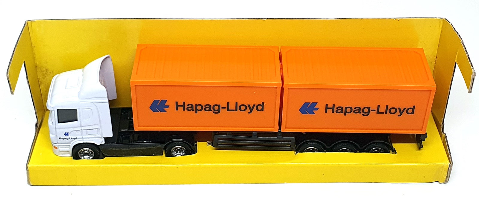 Corgi 1/64 Scale TY86620 - Scania Skeletail Trailer Hapag Lloyd - White/Orange