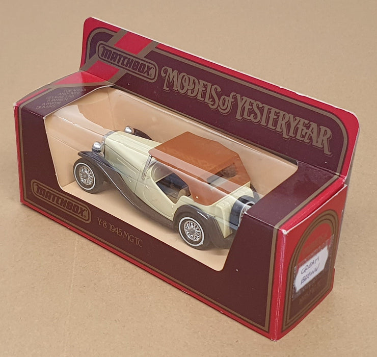 Matchbox Appx 9.5cm Long Diecast Y-8 - 1945 MG TC - Cream/Brown