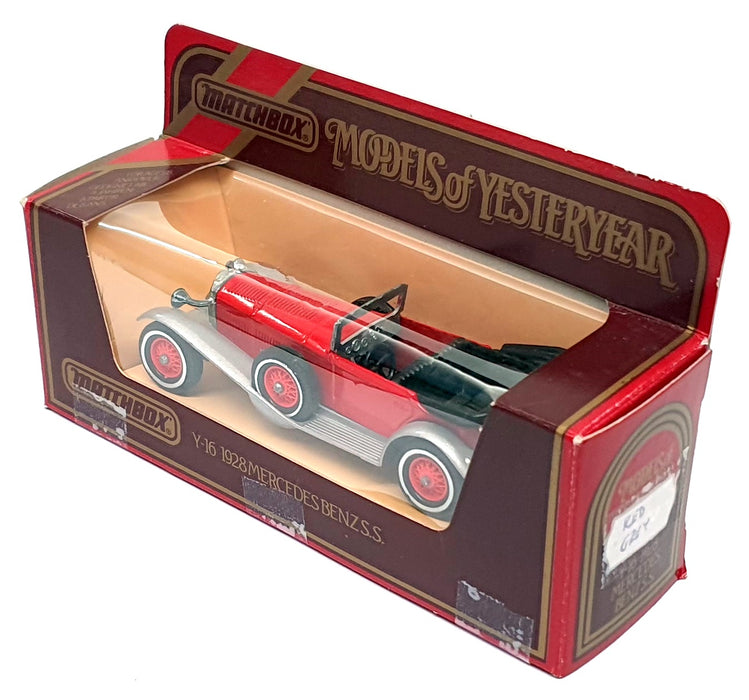 Matchbox 10.5cm Long Diecast Y-16 - 1928 Mercedes Benz SS - Red/Grey