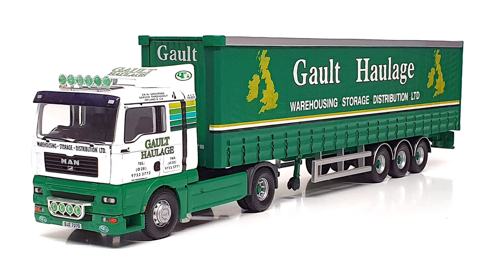 Corgi 1/50 Scale CC13428 - MAN TGA Curtainside Truck Gault Haulage - Green/White