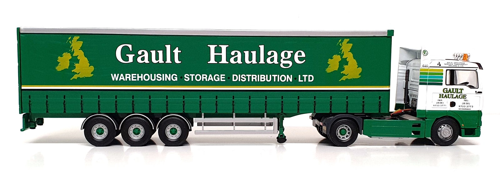 Corgi 1/50 Scale CC13428 - MAN TGA Curtainside Truck Gault Haulage - Green/White