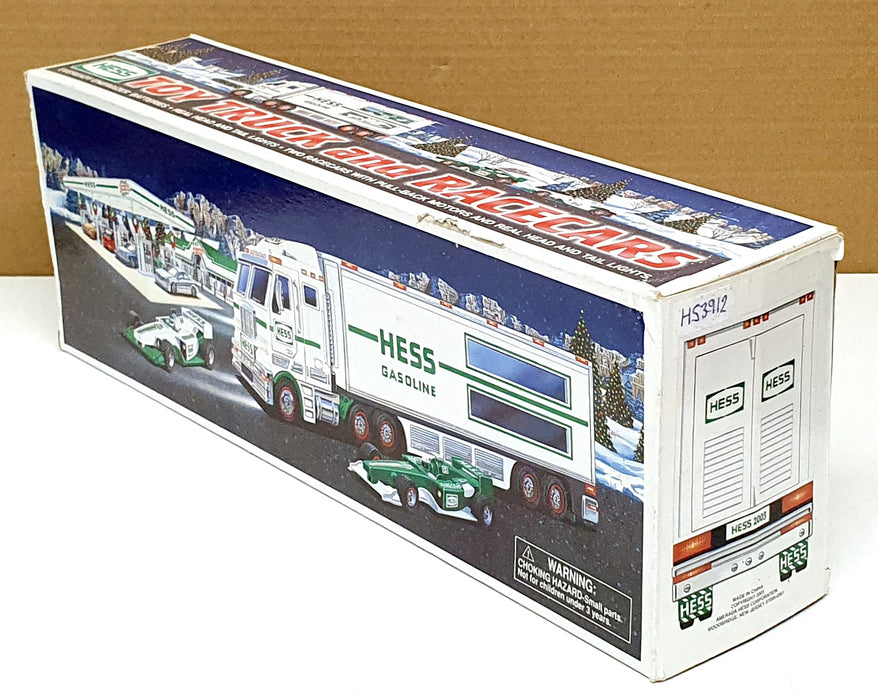 Hess Appx 35cm Long HS3912 - Toy Truck & 2 Race Cars With Lights - White/Green