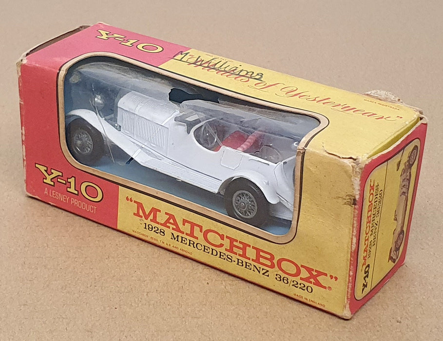 Matchbox 9.5cm Long Y-10 - 1928 Mercedes Benz 36/220 - White