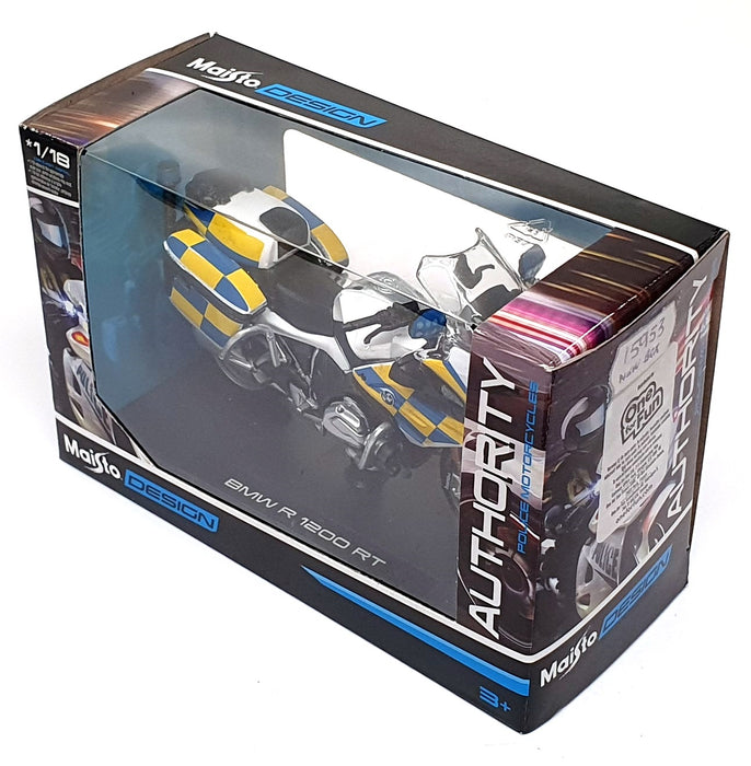 Maisto 1/18 Scale 15953 - BMW R 1200 RT Motorbike Police - White/Blue/Yellow