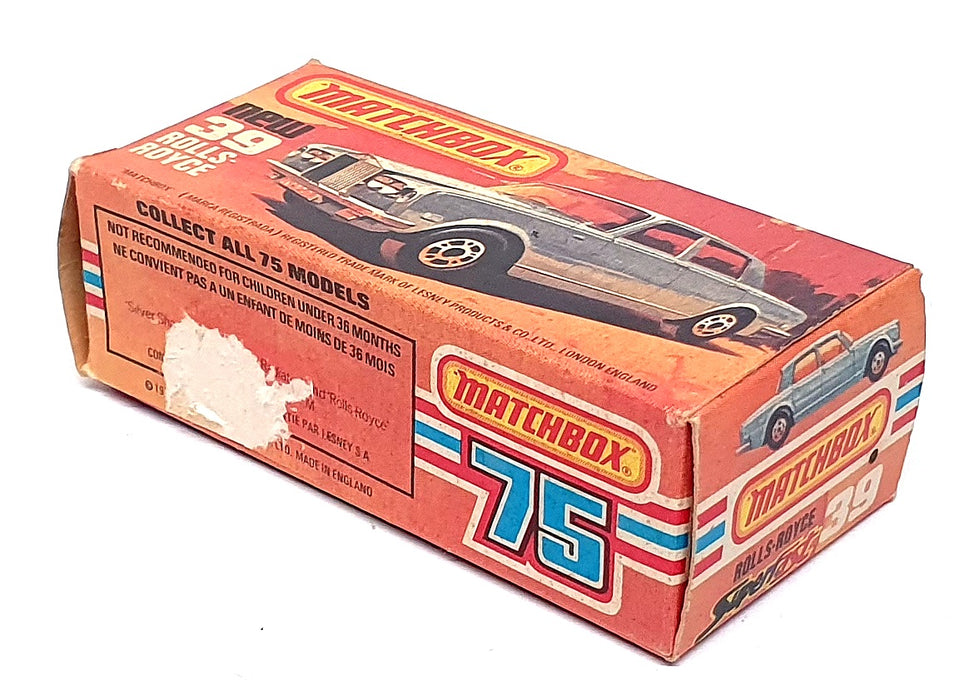 Matchbox 75 7.5cm Long Diecast No. 39 - Rolls Royce Silver Shadow II - Dk. Red