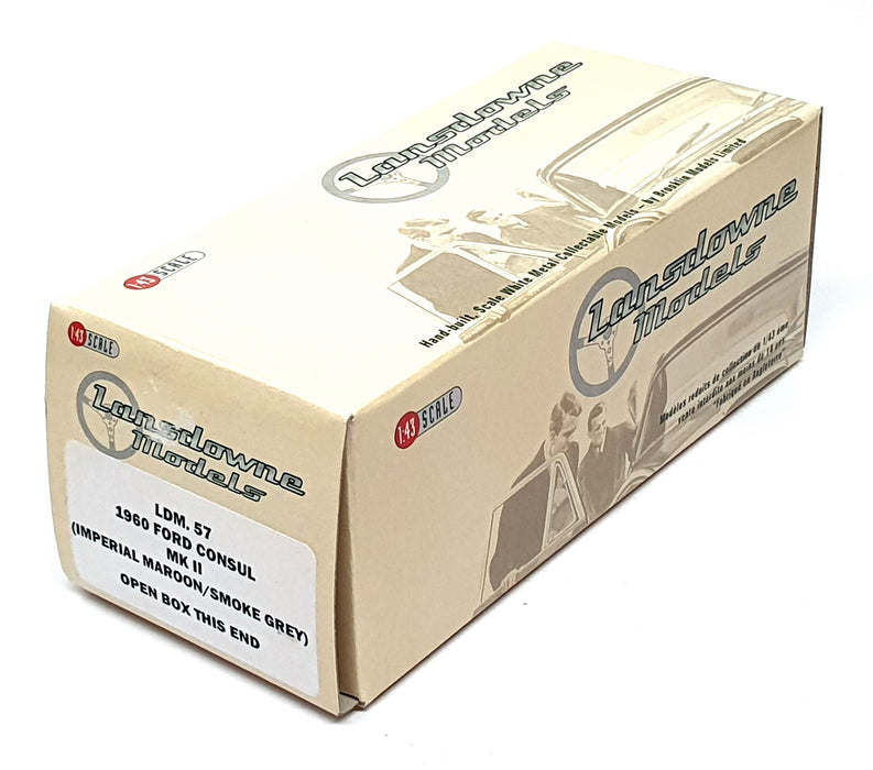 Lansdowne 1/43 Scale LDM57 - 1960 Ford Consul Mk2 - Imperial Maroon/Smoke Grey