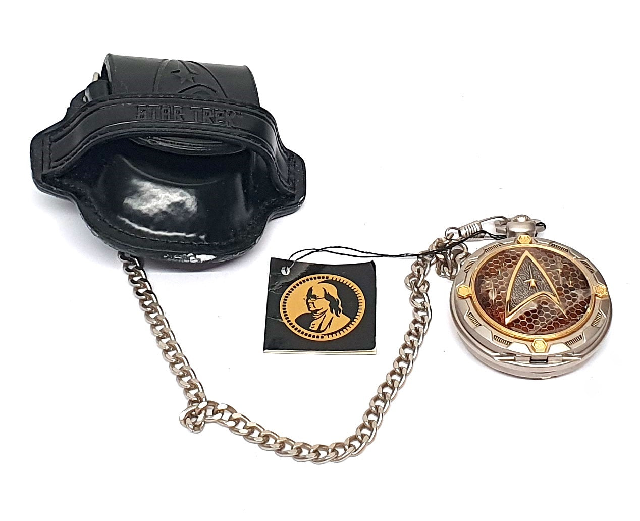 Franklin Mint PWST02 - Star Trek Pocket Watch With Leather Pouch And Chain