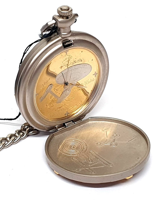 Franklin Mint PWST02 - Star Trek Pocket Watch With Leather Pouch And Chain