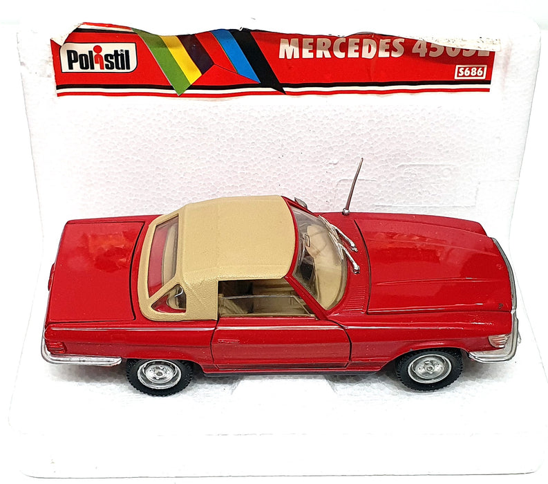 Polistil 1/30 Scale Diecast S686 - Mercedes Benz 450SL Soft Top - Red