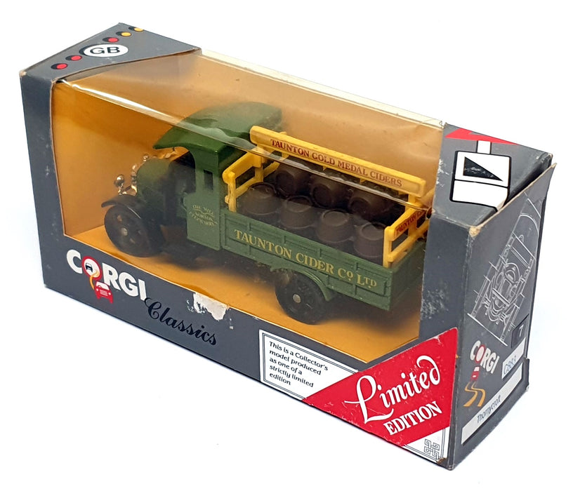 Corgi 13cm Long Diecast C883 - Thornycroft Truck Taunton Cider Co - Green/Yellow