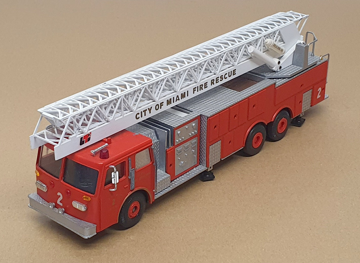 Conrad 1/43 Scale 5509 - LTI Aerial Ladder Fire Truck No. 2 City Of Miami
