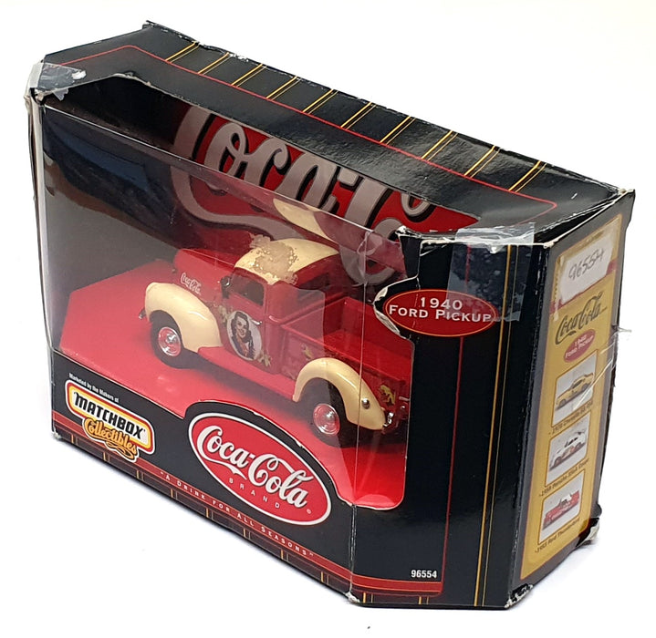 Matchbox 1/43 Scale 96554 - 1940 Ford Pickup Truck Coca-Cola - Red/Cream