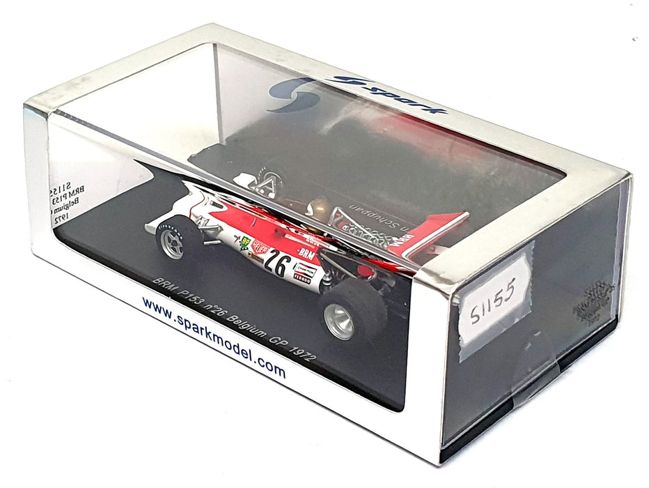 Spark 1/43 Scale S1155 - F1 BRM P153 #26 Belgium GP 1972 Vern Schuppan