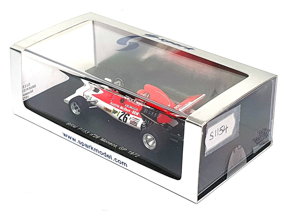 Spark 1/43 Scale S1154 - F1 BRM P153 #26 Monaco GP 1972 Helmut Marko