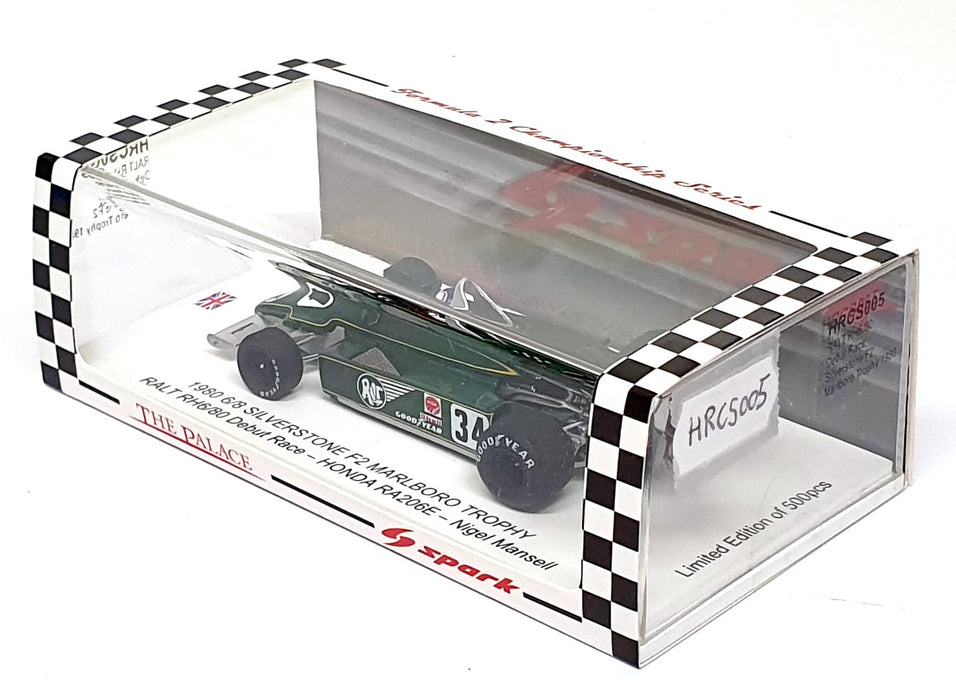 Spark 1/43 Scale HRCS005 - 1980 RALT RH6/80 Debut Race Honda RA206E #34 Mansell