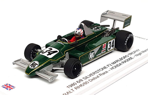 Spark 1/43 Scale HRCS005 - 1980 RALT RH6/80 Debut Race Honda RA206E #34 Mansell