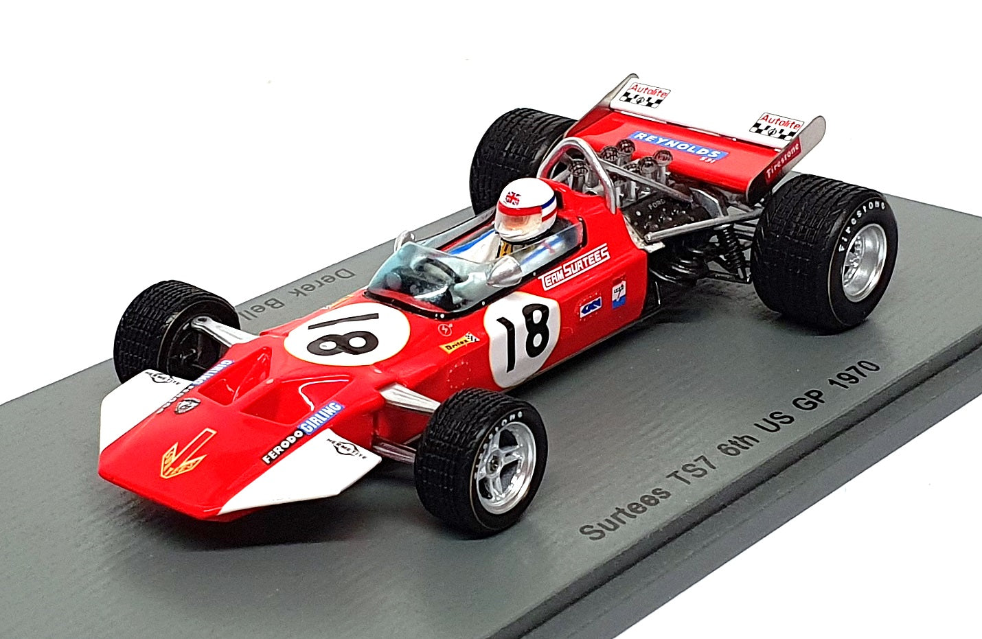 Spark 1/43 Scale S5401 - F1 Surtees TS7 #18 6th US GP 1970 Derek Bell