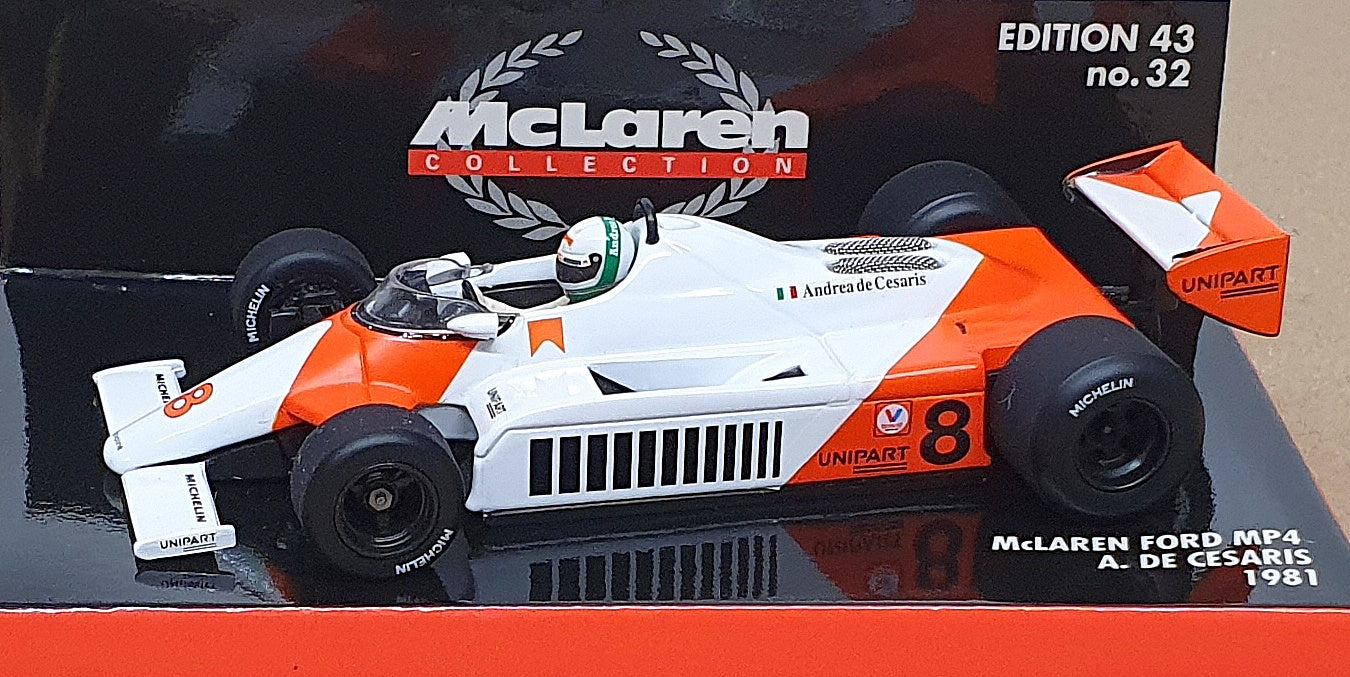 Minichamps 1/43 Scale 530 814308 - F1 McLaren Ford MP4 #8 A. De Cesaris 1981