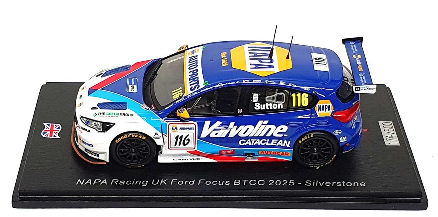 Spark 1/43 Scale UK048 - NAPA UK Ford Focus BTCC 2025 Silverstone #116 A. Sutton