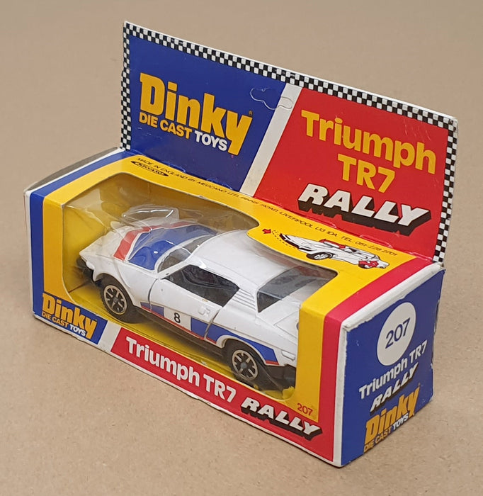 Dinky Toys Original Diecast 207 - Triumph TR7 Rally Car #8 - White/Blue/Red
