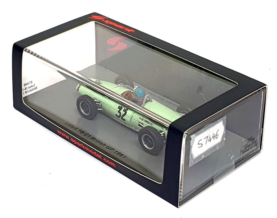 Spark 1/43 Scale S7446 - F1 Lotus 18-21 #32 British GP 1961 Lucien Bianchi