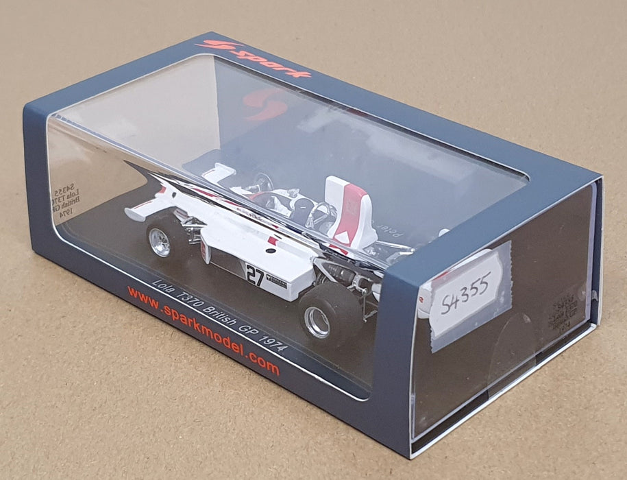 Spark 1/43 Scale S4355 - F1 Lola T370 #27 British GP 1974 Peter Gethin