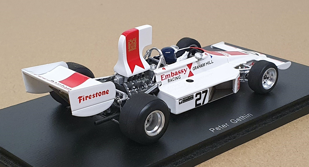 Spark 1/43 Scale S4355 - F1 Lola T370 #27 British GP 1974 Peter Gethin