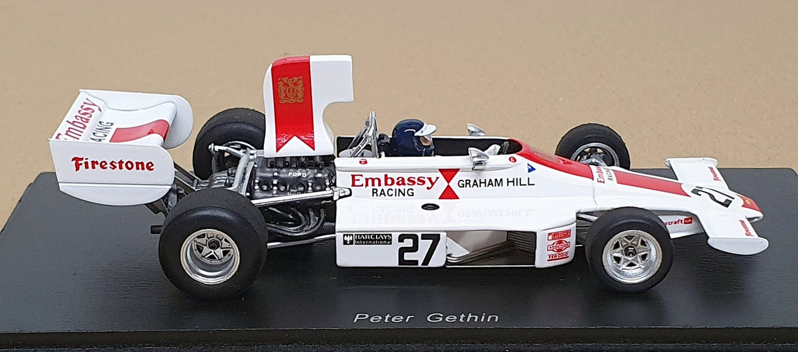 Spark 1/43 Scale S4355 - F1 Lola T370 #27 British GP 1974 Peter Gethin