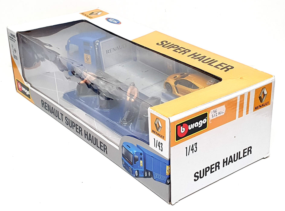 Burago 1/43 Scale 156 31216L - Renault Super Hauler Truck Set - Blue