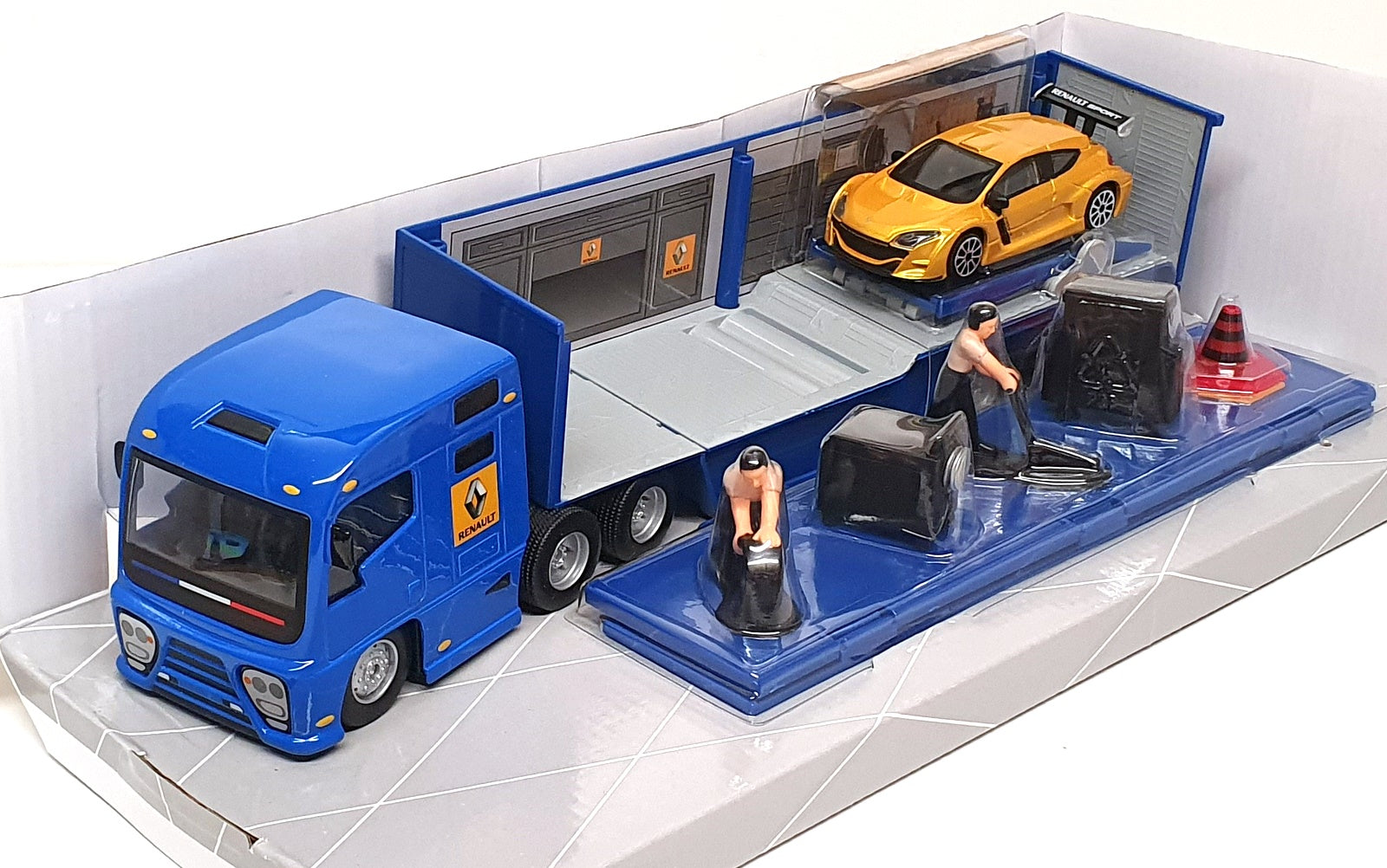 Burago 1/43 Scale 156 31216L - Renault Super Hauler Truck Set - Blue