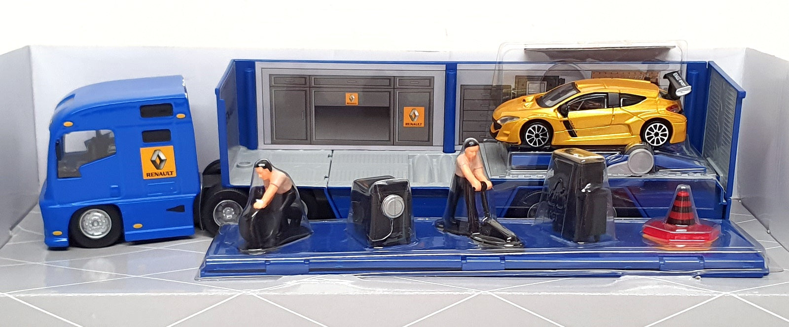 Burago 1/43 Scale 156 31216L - Renault Super Hauler Truck Set - Blue