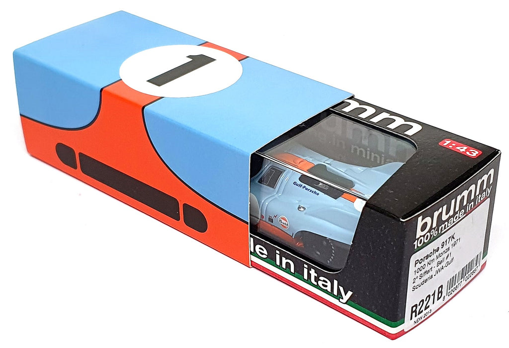 Brumm 1/43 Scale R221B - Porsche 917K Gulf #1 2nd 1000Km Monza 1971