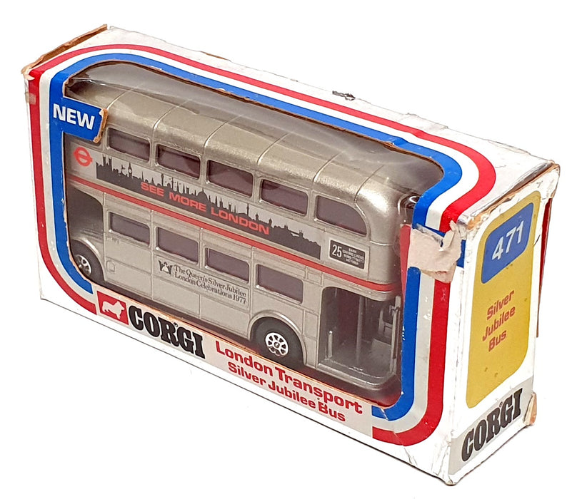 Corgi 12cm Long Diecast 471 - AEC Routemaster Bus Queens Silver Jubilee 1977