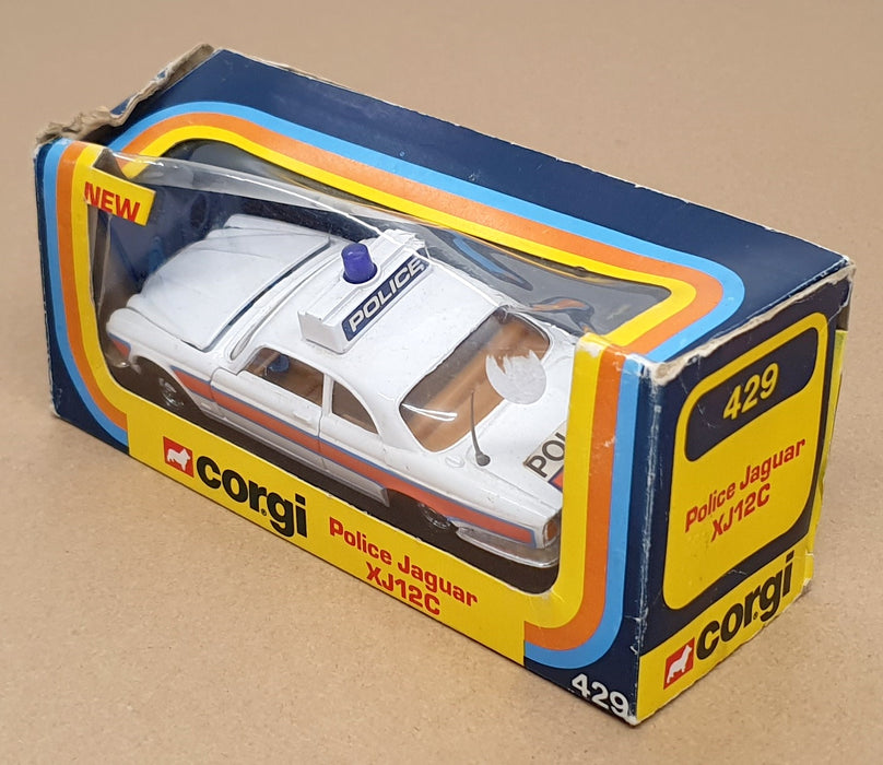 Corgi Appx 12cm Long Original Diecast 429 - Police Jaguar XJ12C - White