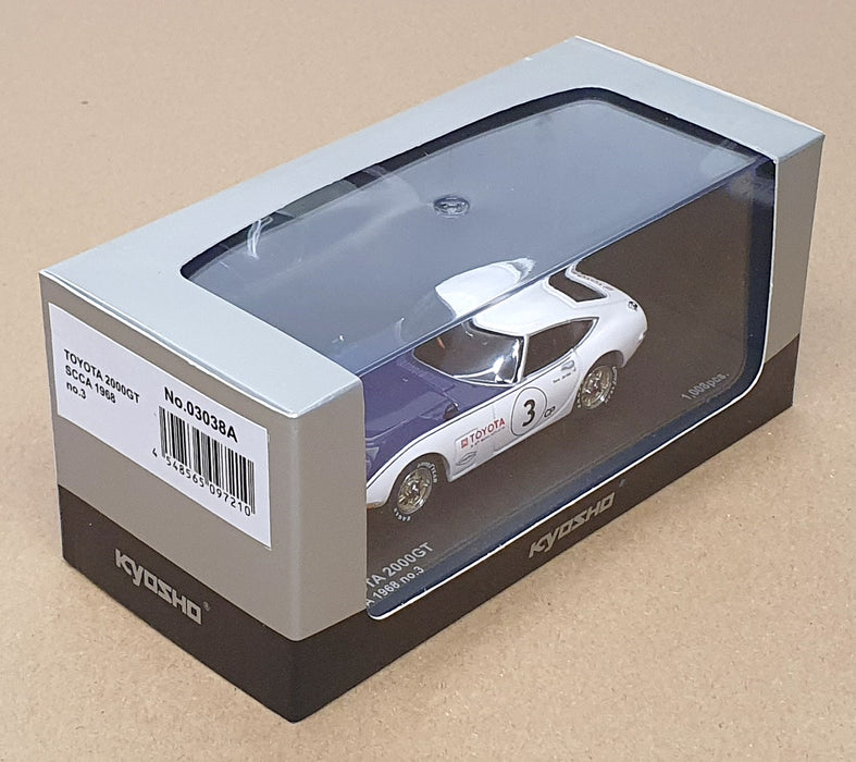 Kyosho 1/43 Scale 03038A - Toyota 2000GT #3 SCCA 1968 - White/Blue