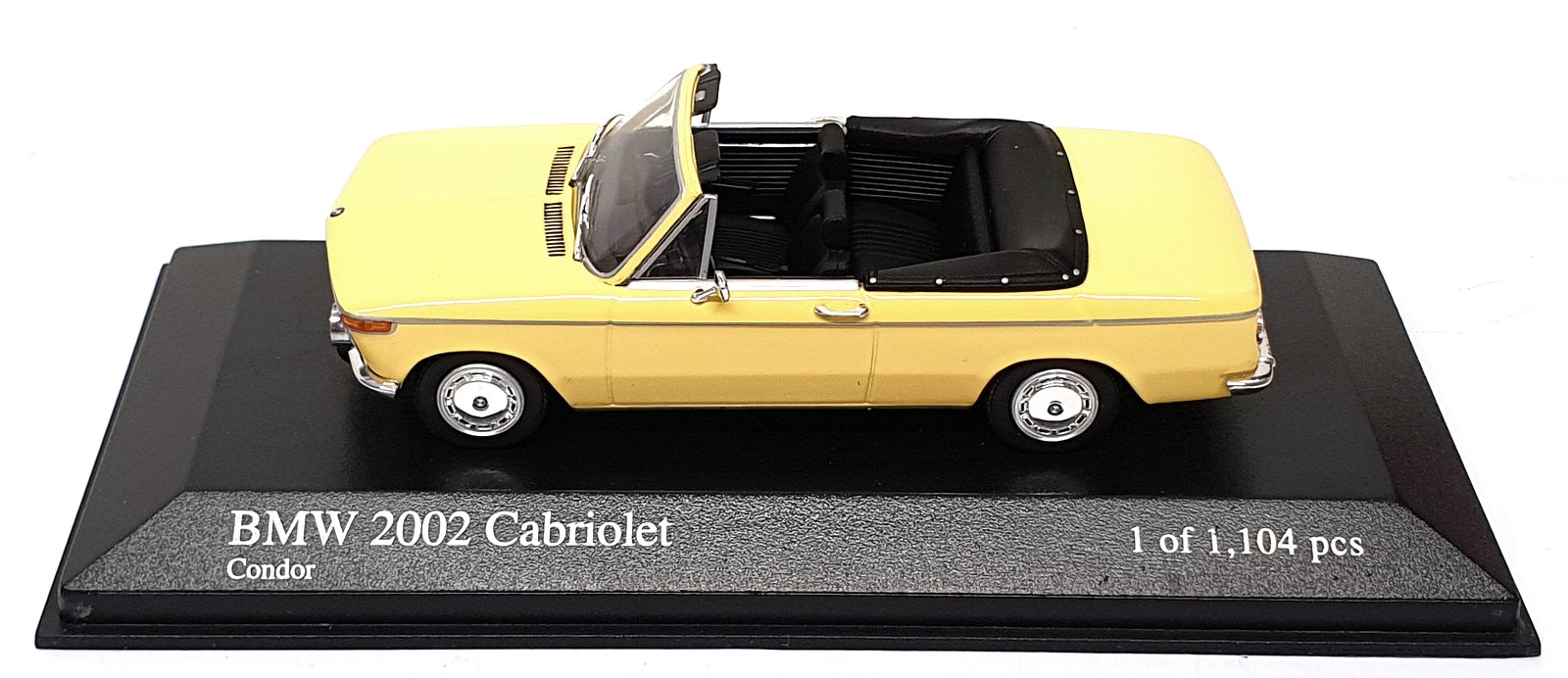 Minichamps 1/43 Scale 400 021132 - 1971 BMW 2002 Cabriolet - Yellow