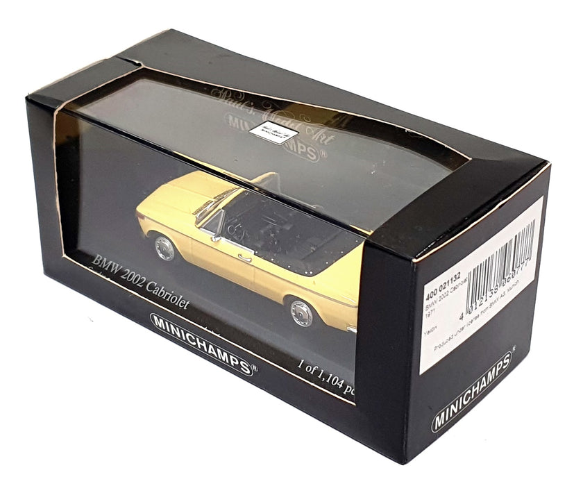Minichamps 1/43 Scale 400 021132 - 1971 BMW 2002 Cabriolet - Yellow